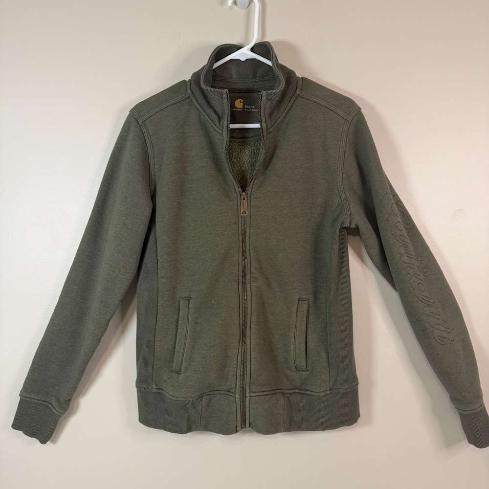 Carhartt Full Zip Mock Neck Sweatshirt Jacket Medium Embroidered Logo Streetwear